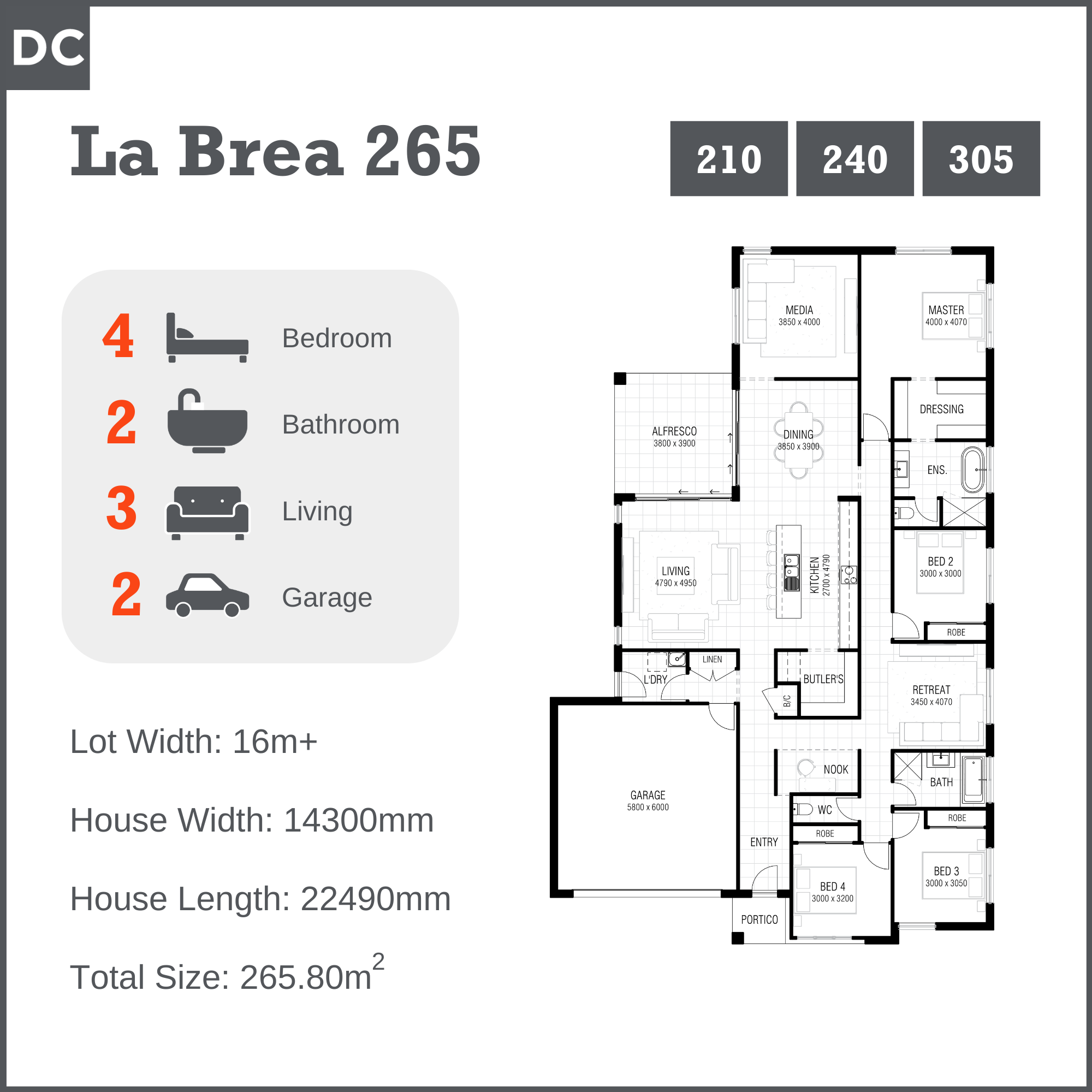 La Brea 265 Home Design - DC Living Range