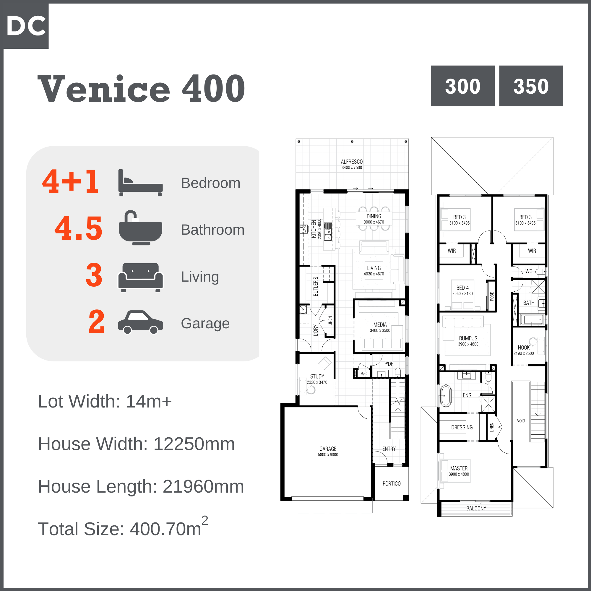 Venice 400 Home design - DC Living Range